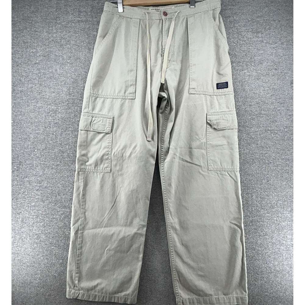 Guess Jeans Cargo Pants Men Size 34 Khaki Vintage Made USA 100% Cotton‎